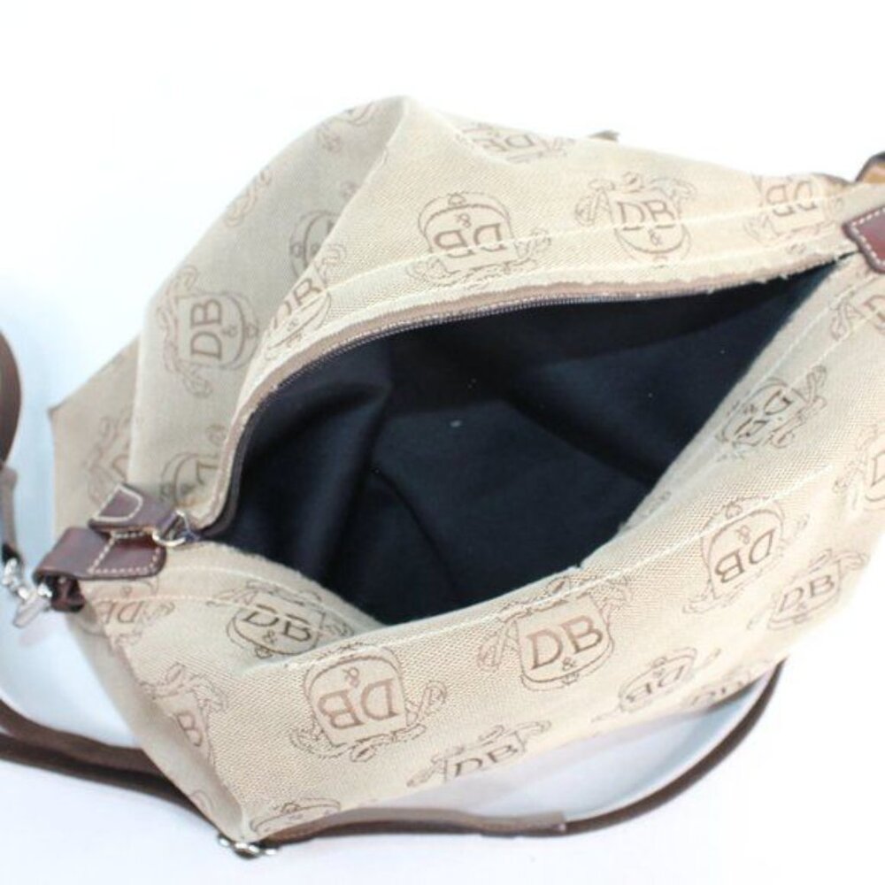 Dooney & Bourke Brown Canvas Logo Crossbody Purse Shoulder Bag Medium - Picture 3 of 6